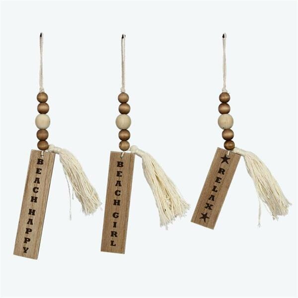 Youngs Wooden Beach Blessing Bead Hanger with Tassel, Assorted Color - 3 Piece 61722